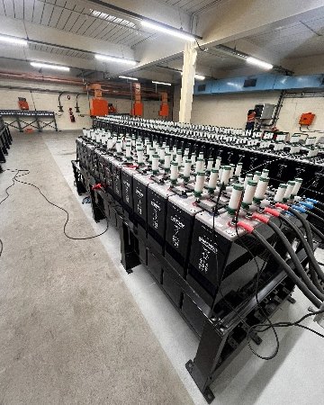 DC battery bank in a station battery room